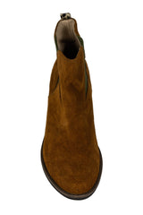 Botines de gamuza camel con elastico verde