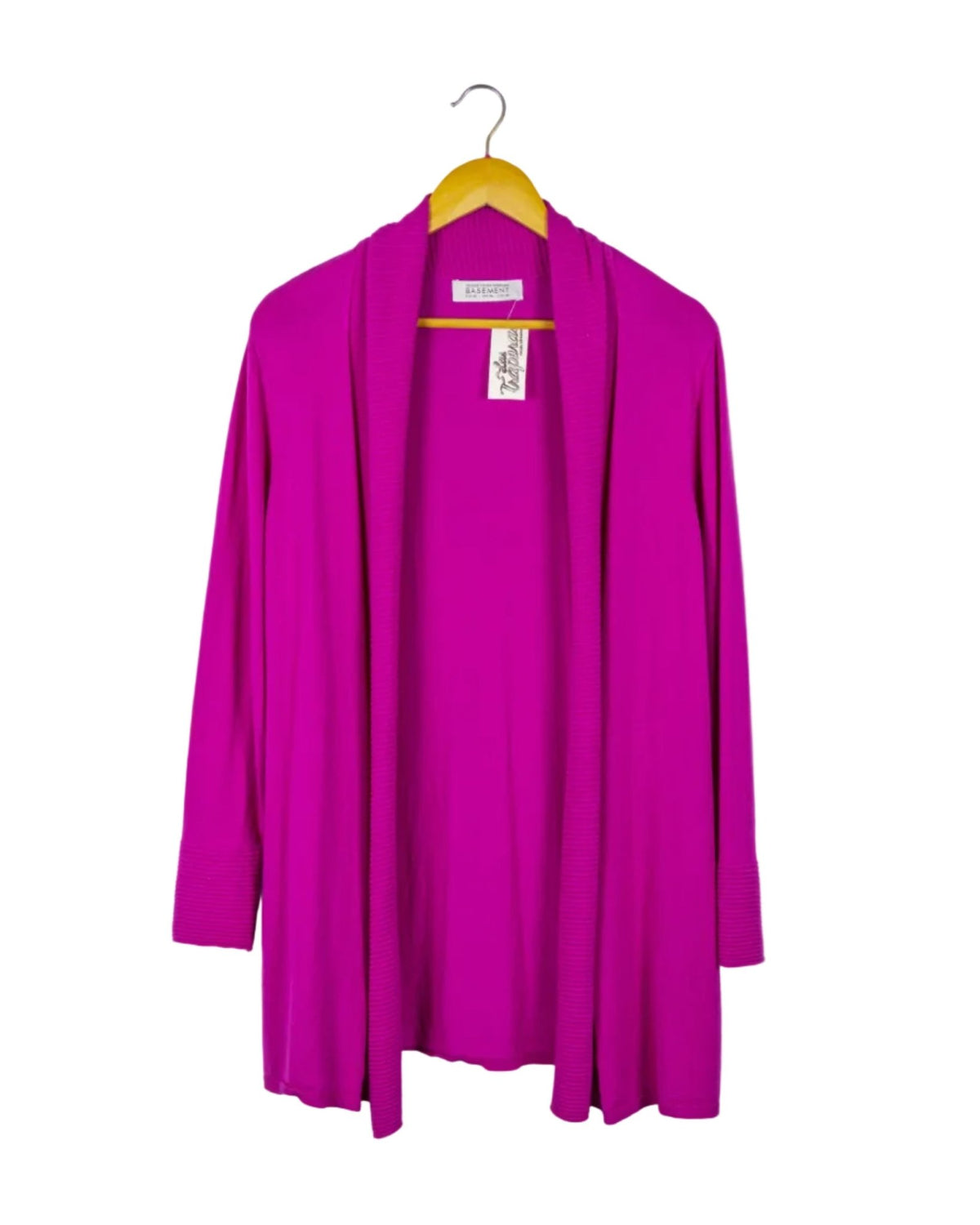 Cardigan de hilo fucsia, talla 2XL