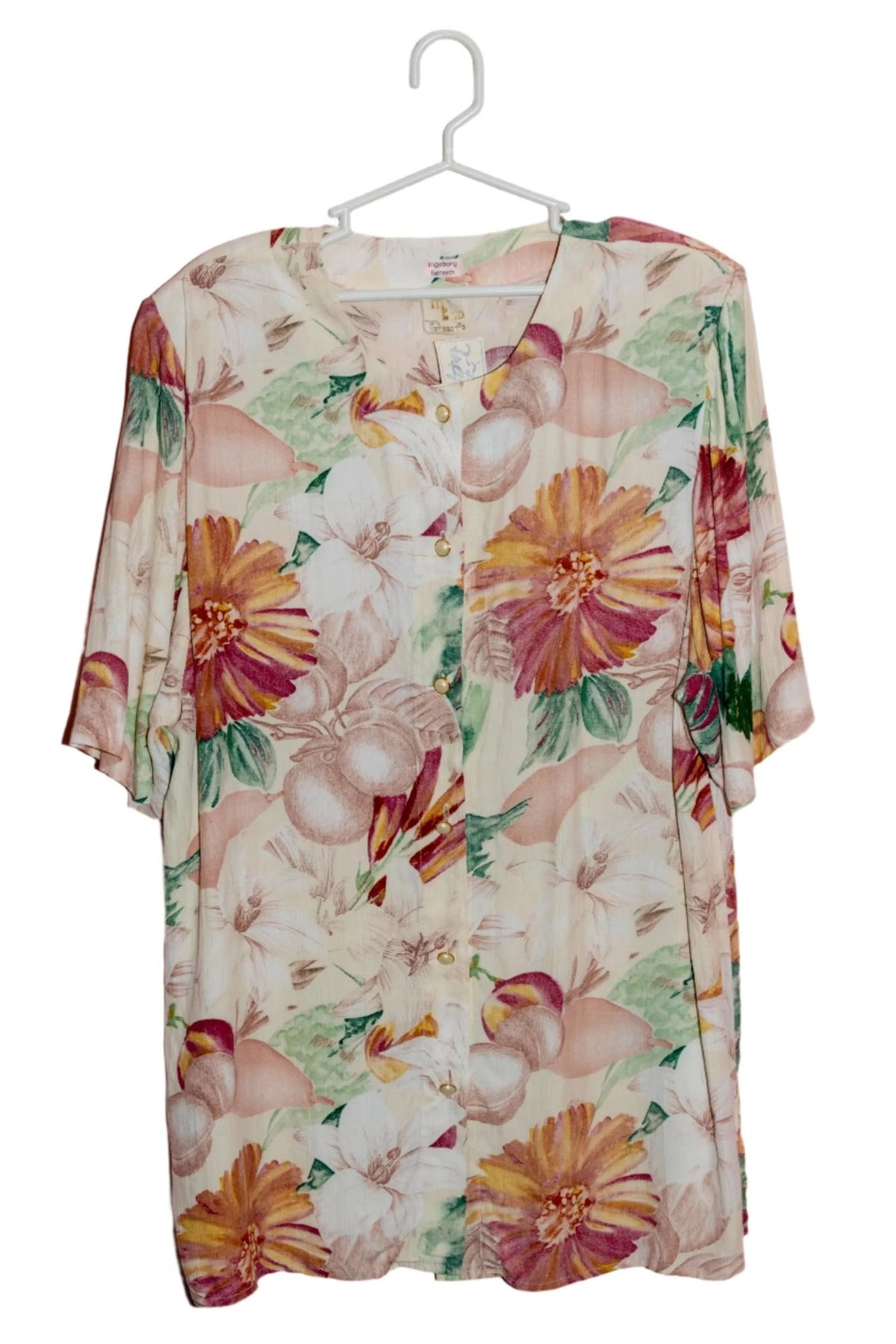 Blusa vintage blanca floreada