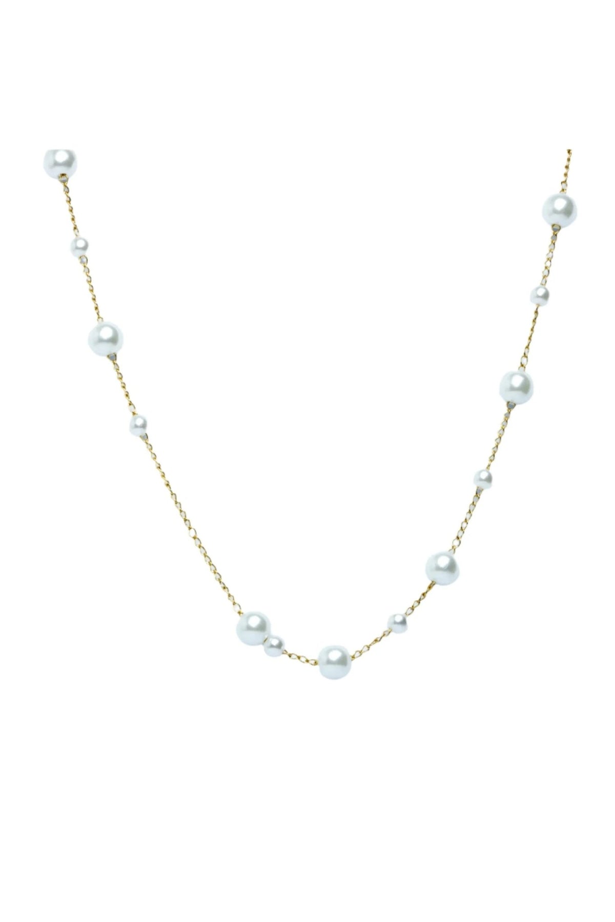 Collar acero dorado con perlas fantasía