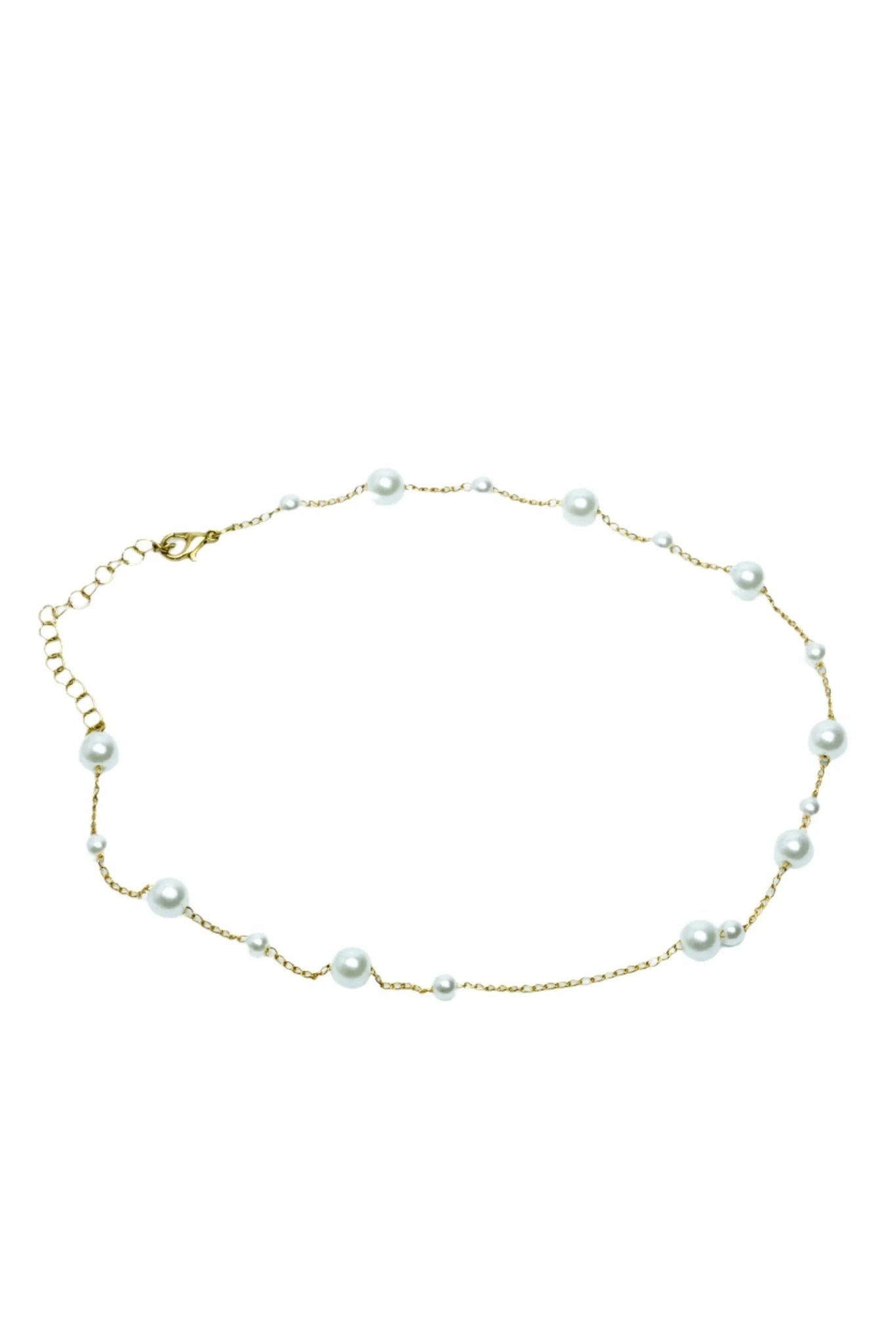 Collar acero dorado con perlas fantasía