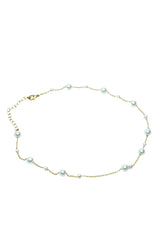 Collar acero dorado con perlas fantasía